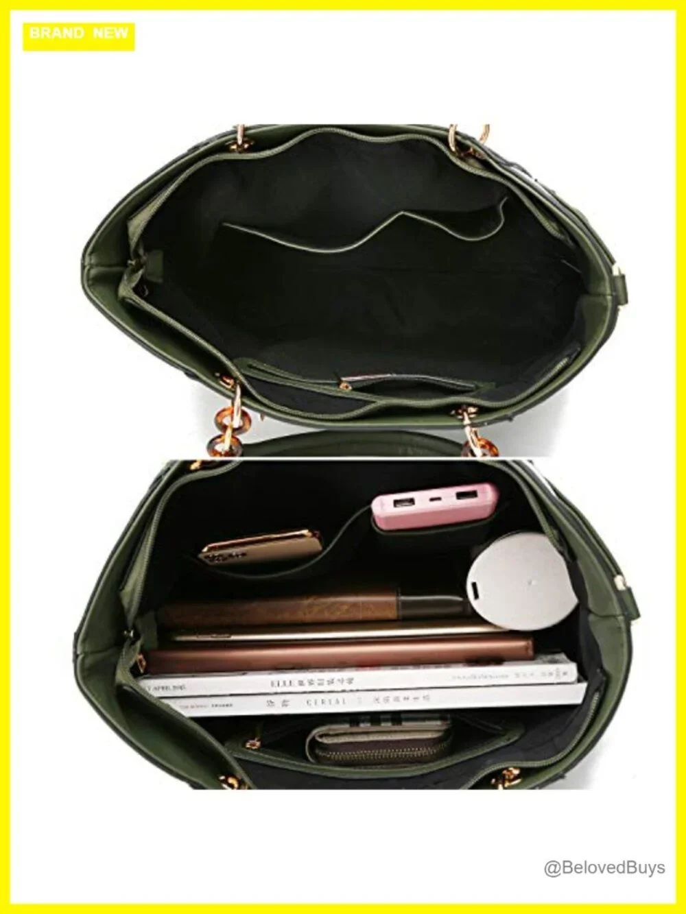 Vegan Leather Tote Handbag Set with Wristlet Wallet